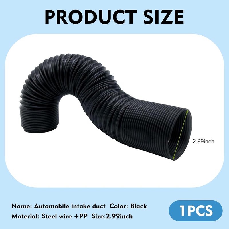 ijuicy 1 PC Car Duct Hoses, 3" Flexible Retractable Fresh Air Duct Hoses, Automotive Modified Intake Accessories, Universal for Most Cars Trucks (Black) - Image 2
